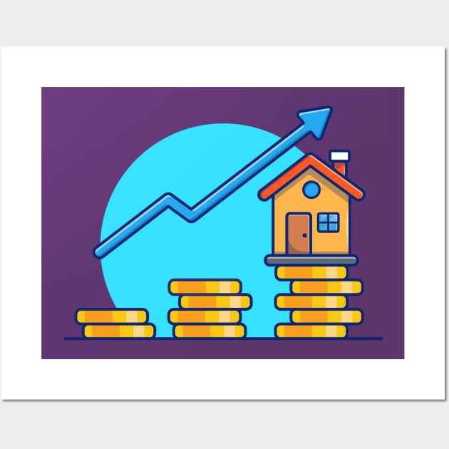 House With Gold Coin Statistic Cartoon (2) Wall Art by Catalyst Labs